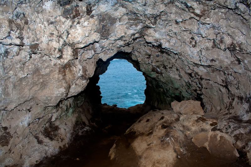 a cave with a hole in it
