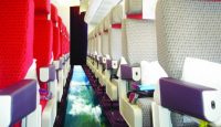 a close-up of a plane seat
