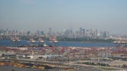 a port with containers in the background