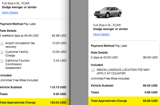 Renting from the airport vs. local edition