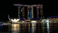Marina Bay Sands skyline with lights at night