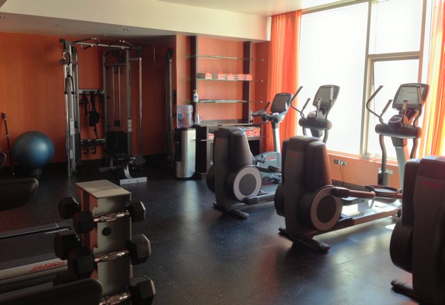 a room with exercise equipment