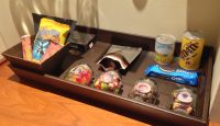 a tray with candy and snacks