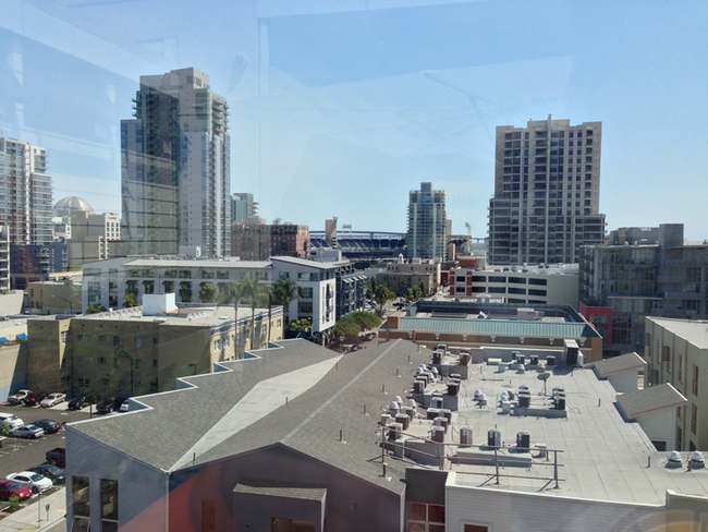 a view of a city from a window