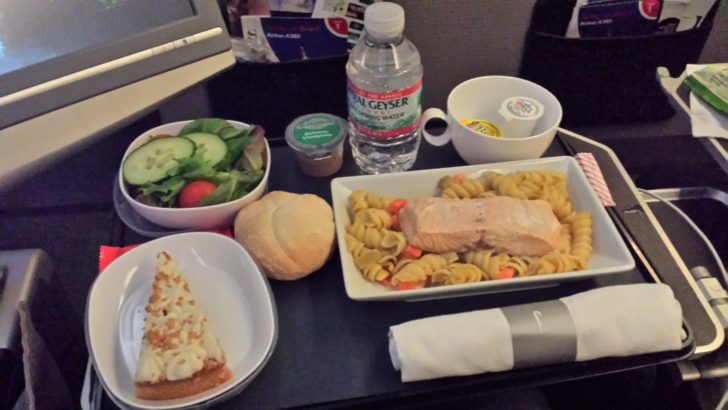 British Airways Premium Economy Seafood meal