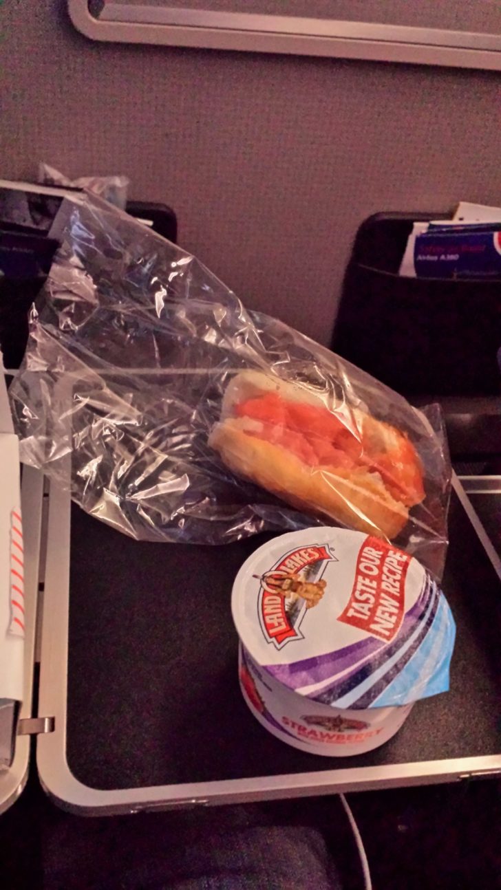 British Airways Premium Economy breakfast