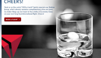 a glass with ice and a red triangle