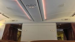 an airplane with a light on the ceiling