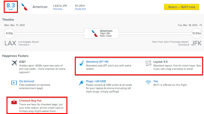 American LAX-JFK Economy Routehappy