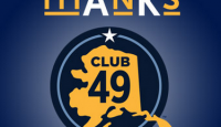 a blue and yellow logo