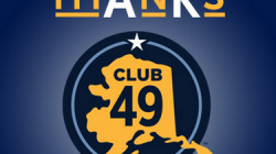 a blue and yellow logo
