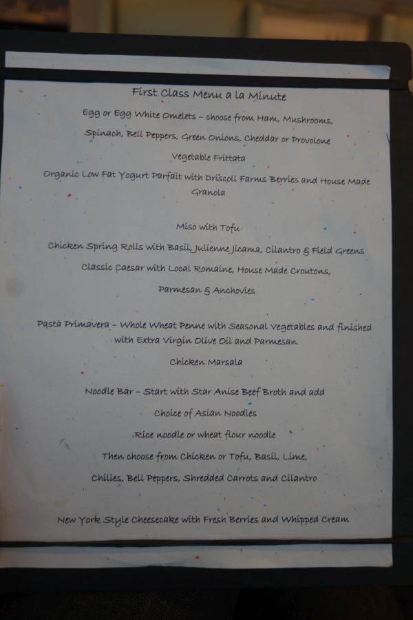 First Class Menu ... comic sans??