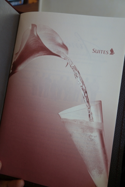 Suites Class menu cover