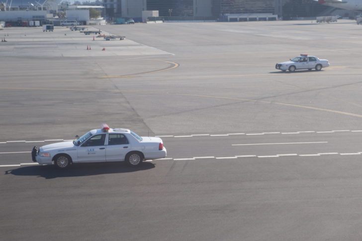 Police escort all the way to the runway