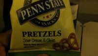 a hand holding a bag of pretzels