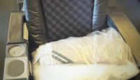 a chair with a plastic bag in it