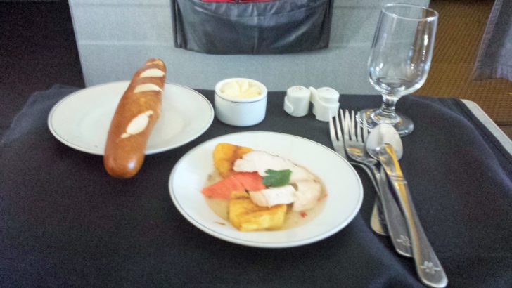 American Airlines First Class meal