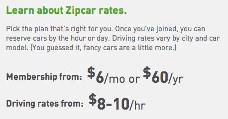 ZipCar rates
