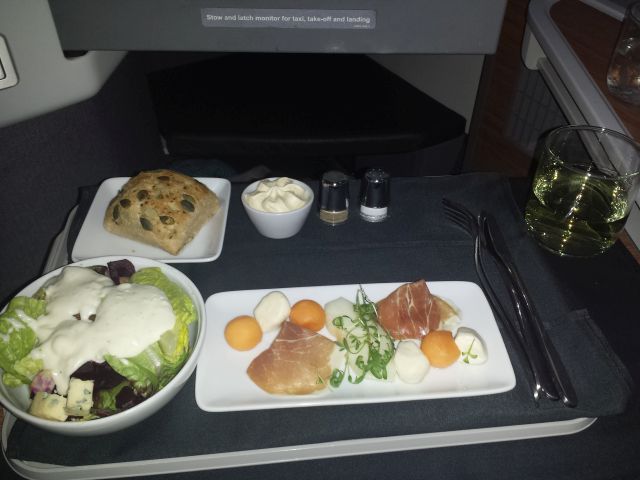 American Airlines Business Class meal