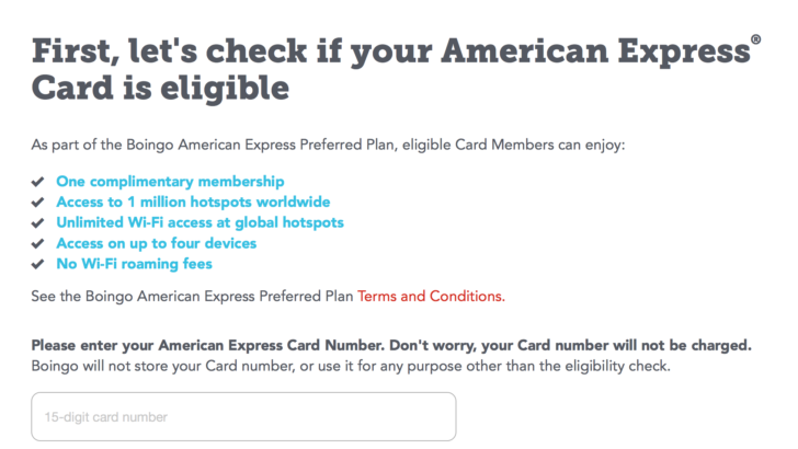 You'll need to enter an American Express Platinum Card number