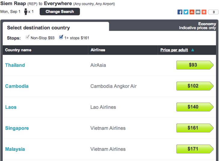 Skyscanner results