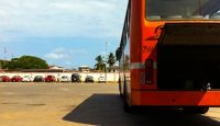 a bus parked in a parking lot
