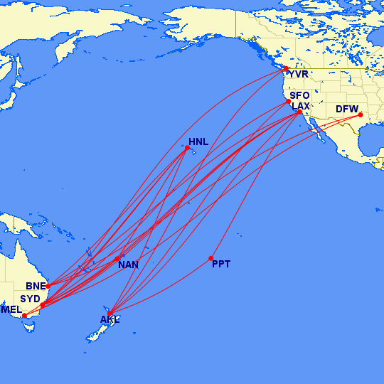 gcmap - all oz-nz routes