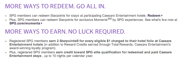 Starwood Caesars partnership