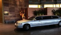 a limousine parked in a room