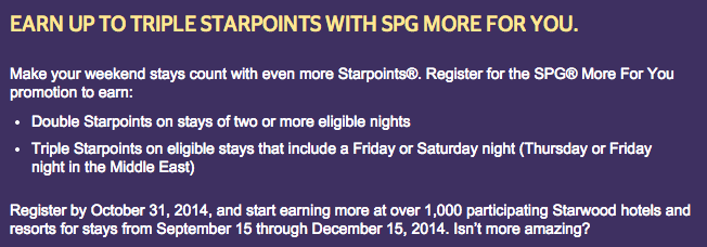 Starwood Fall Promotion 2