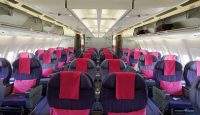 a row of seats in an airplane