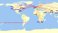 a map of the world with red lines