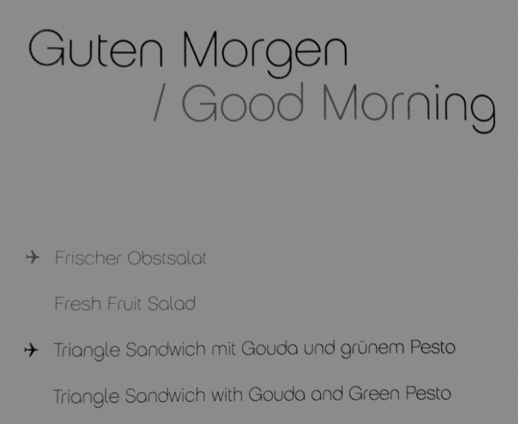 AirBerlin Business Class menu