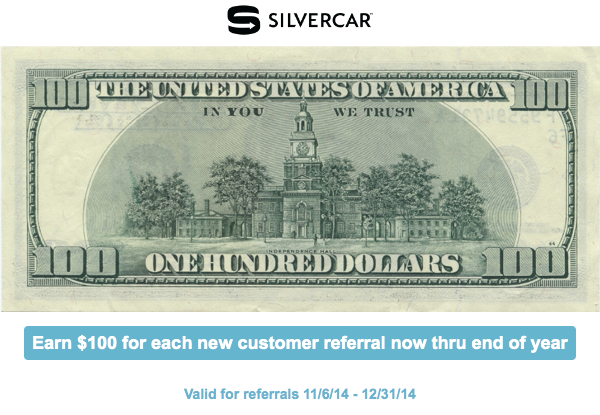 Silvercar $100 referrals