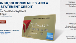 Gold Delta Credit Card Offering 50K Miles Plus $50
