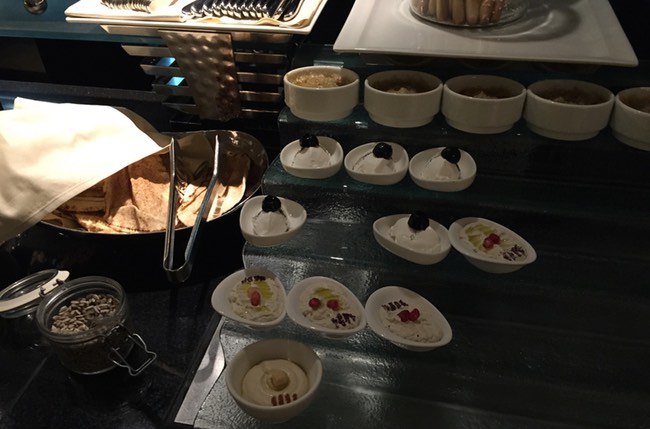 a buffet table with desserts