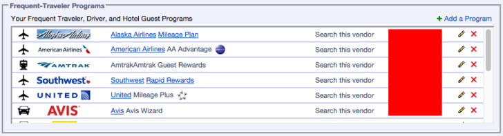 Concur FF accounts