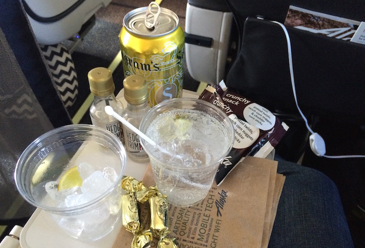 Two Gin and Tonics on Alaska Airlines