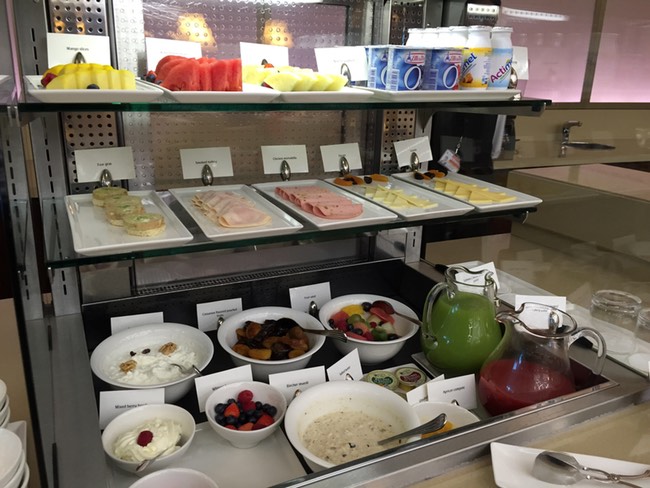 a tray of food on a shelf
