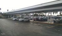 a parking lot with cars parked