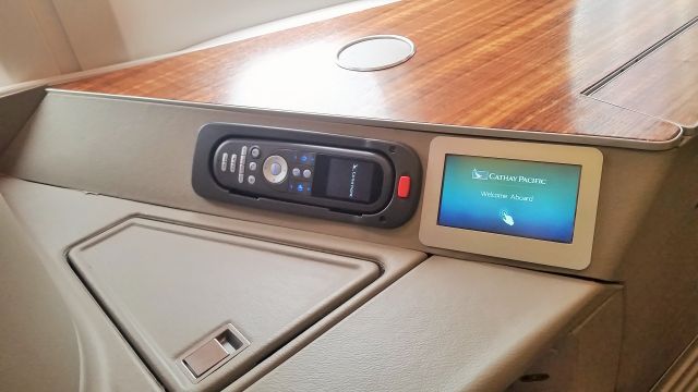 Cathay Pacific First Class seat controls 