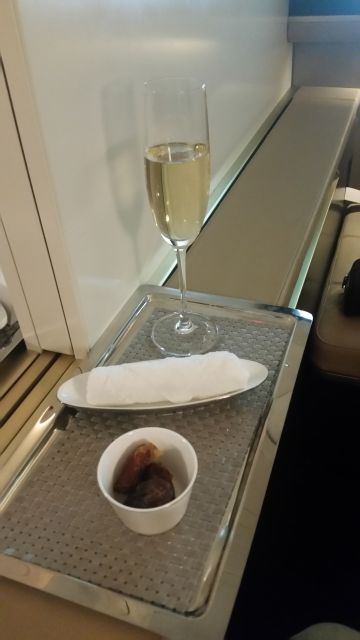 Etihad 787 First Class welcome drink