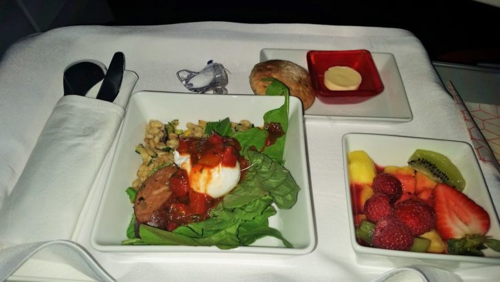 Virgin America first Class breakfast