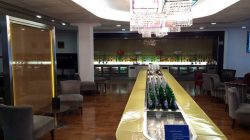 a bar with bottles on it