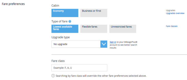 United Upgrade Search