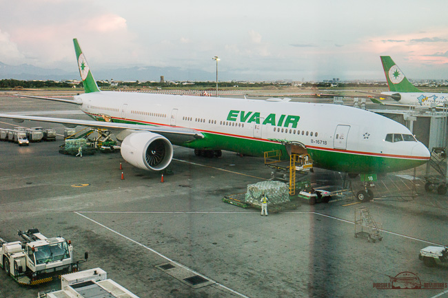 EVA Air Boeing 777-300ER parked at TPE