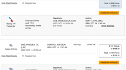 a screenshot of a flight schedule