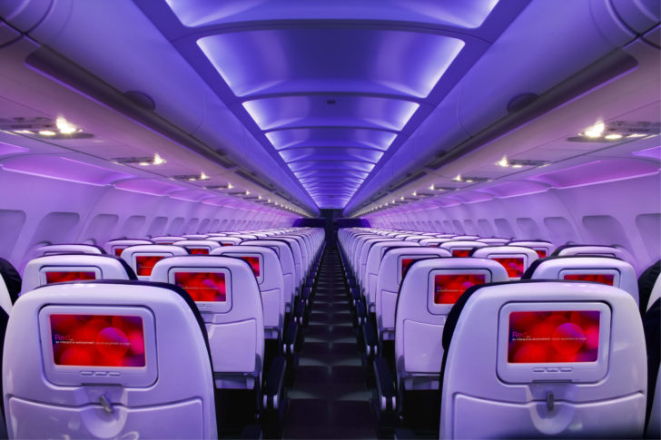 rows of seats in an airplane