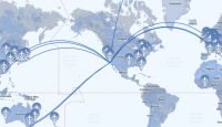 a map of the world with planes