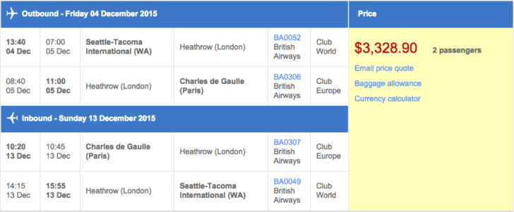 BA AARP before Visa discount